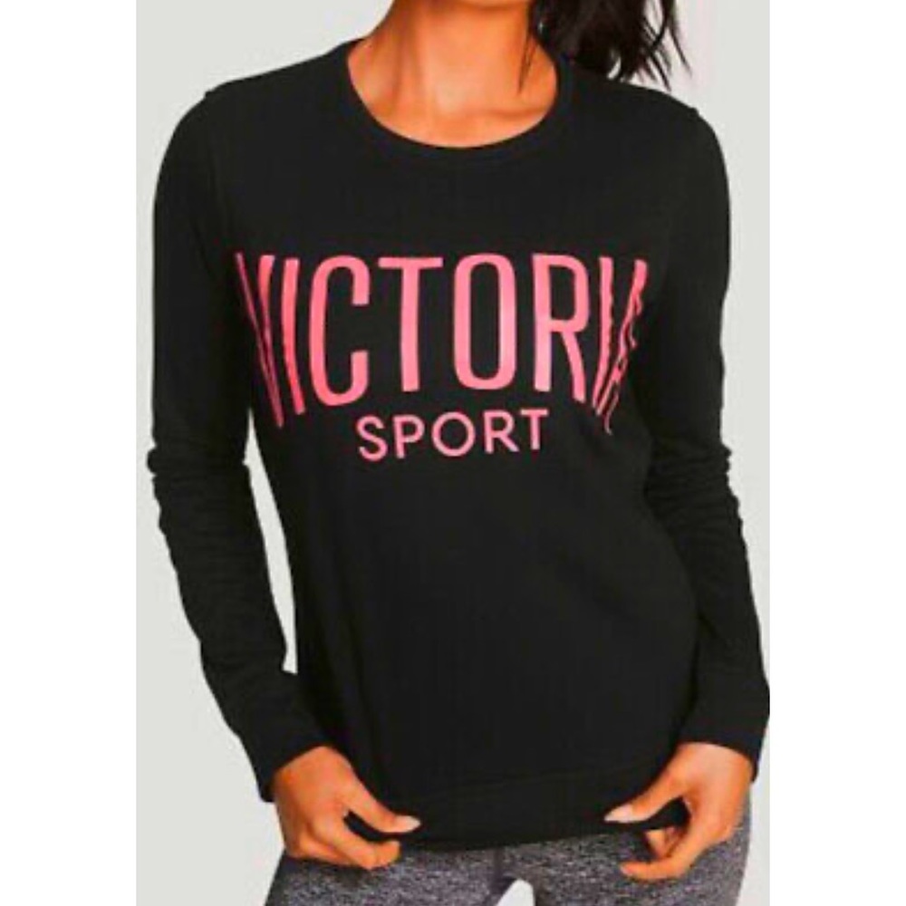 Victoria’s Secret Victoria Sport Crew Sweatshirt Black & Hot Pink size large